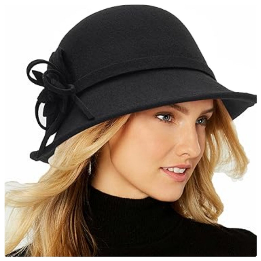 New Winter Wool Alexandrite Cloche Fedora Hat With Bow Knot Accents By Betmar